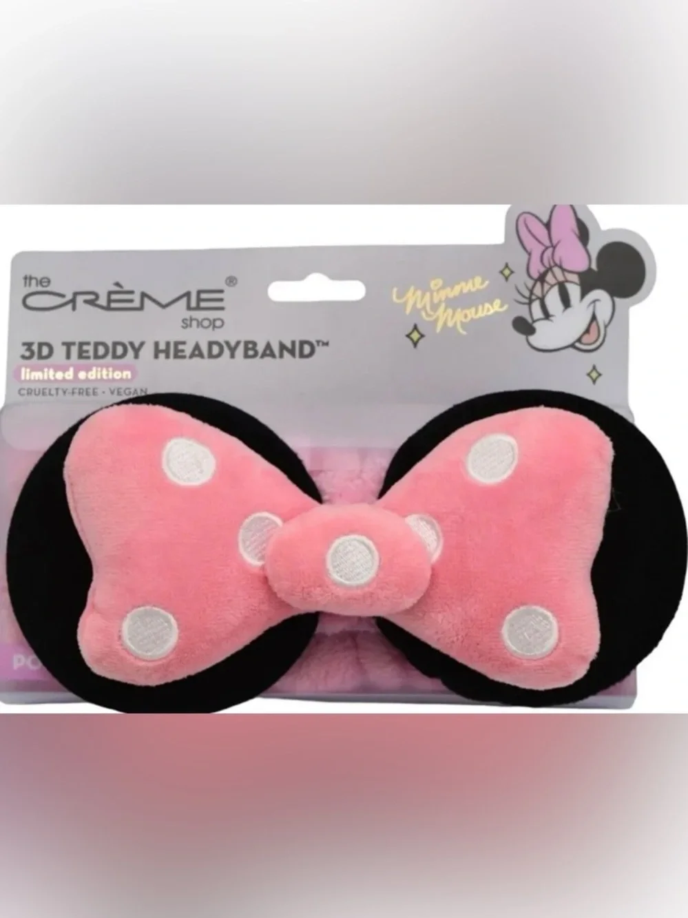 The Creme Shop Minnie Mouse Limited Edition 3D Teddy Plush Spa Headband Pink Bow